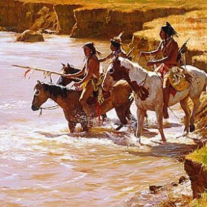 Crossing at the Ford - Howard Terpning