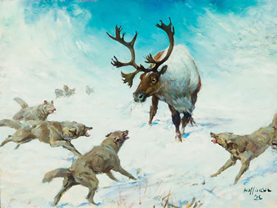 Wolves and Caribou - Frank Hoffman